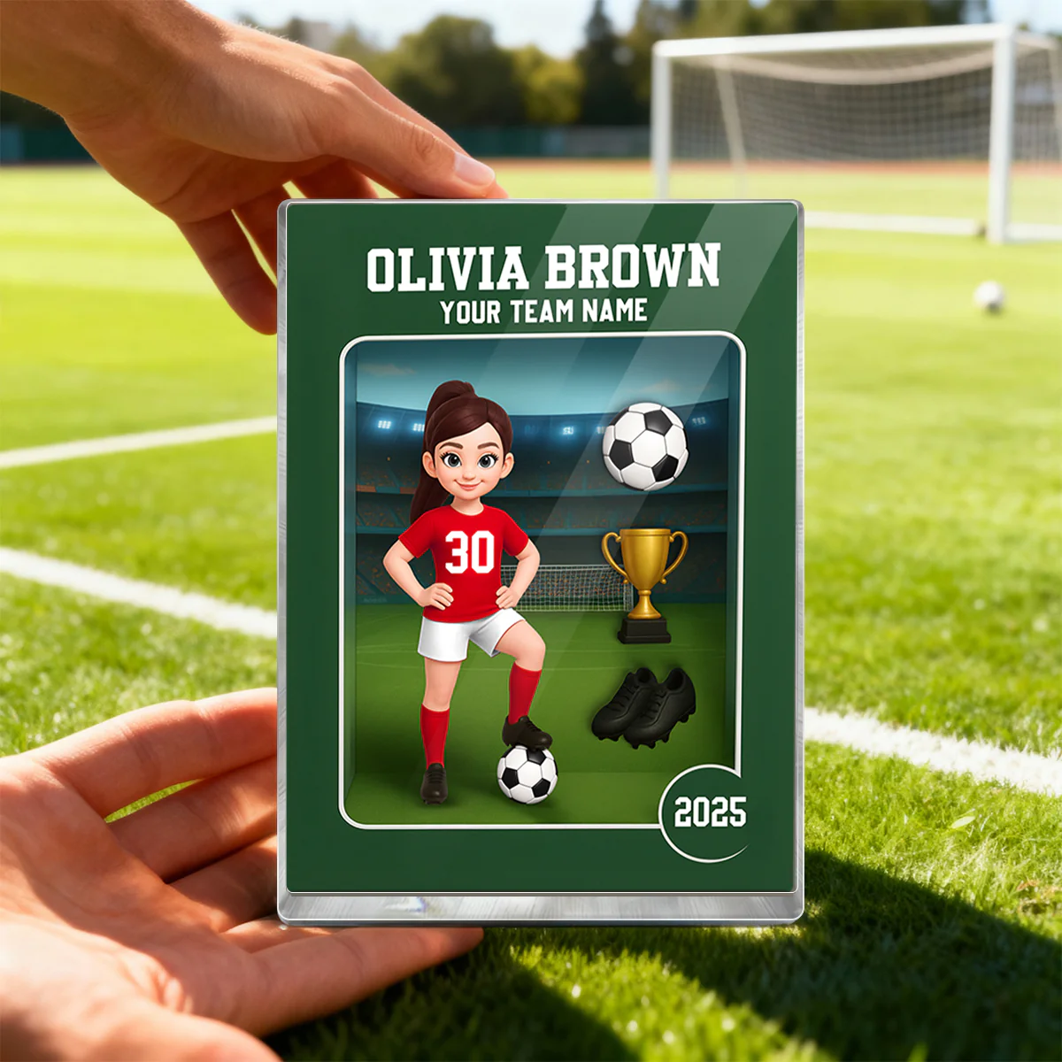 Soccer Player Toy Box Action Figure 3D Effect - Personalized Acrylic Block - Image 9
