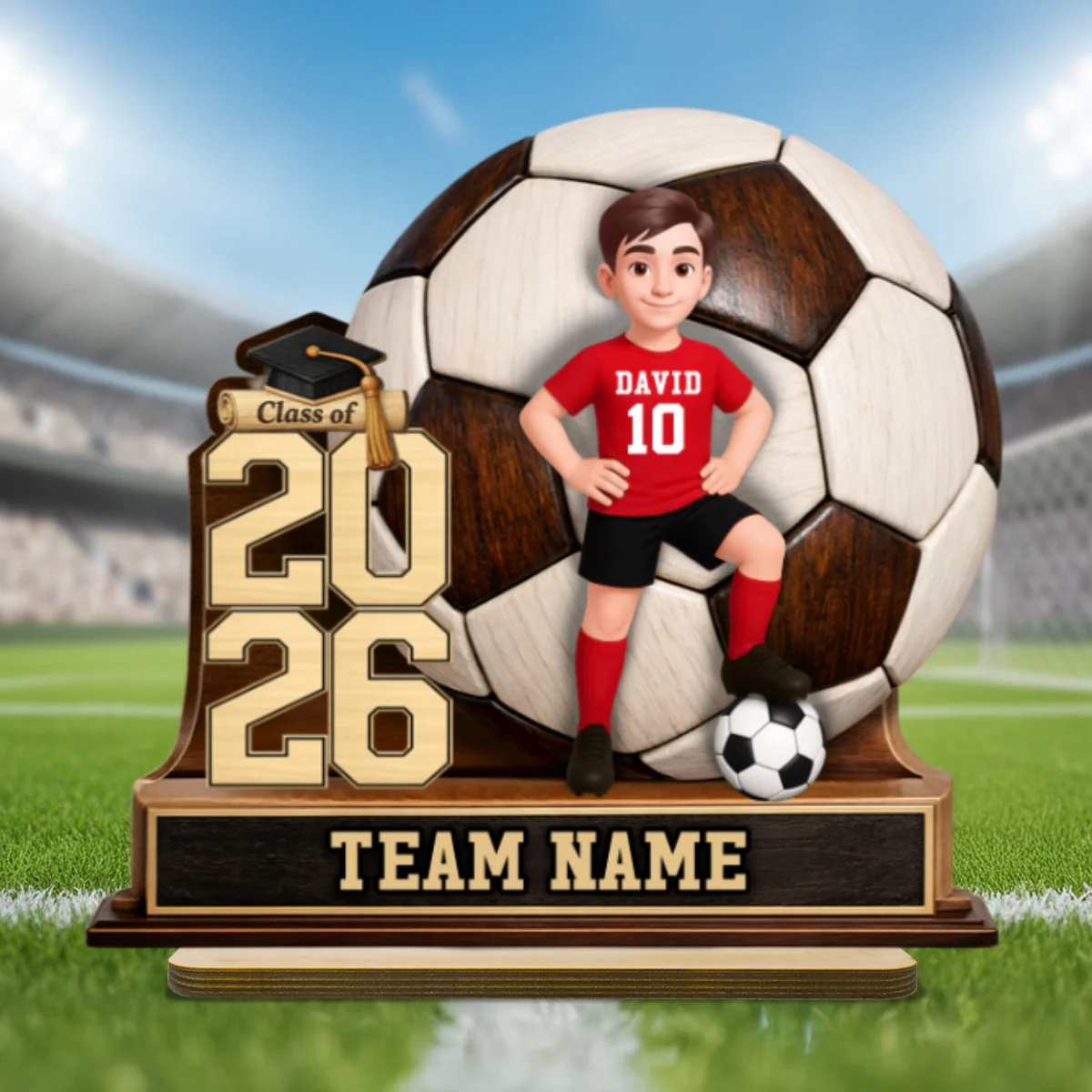 Soccer Senior Keepsake 2D Flat - Personalized 2-Layered Wooden Plaque - Graduation Gift For Son, Daughter - Image 17