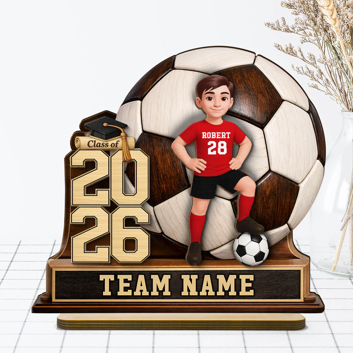 Soccer Senior Keepsake 2D Flat - Personalized 2-Layered Wooden Plaque - Graduation Gift For Son, Daughter - Image 2