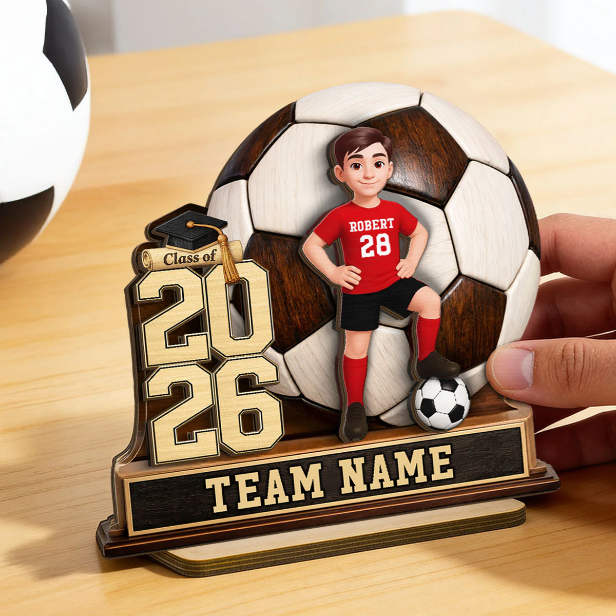 Soccer Senior Keepsake 2D Flat - Personalized 2-Layered Wooden Plaque - Graduation Gift For Son, Daughter - Image 6