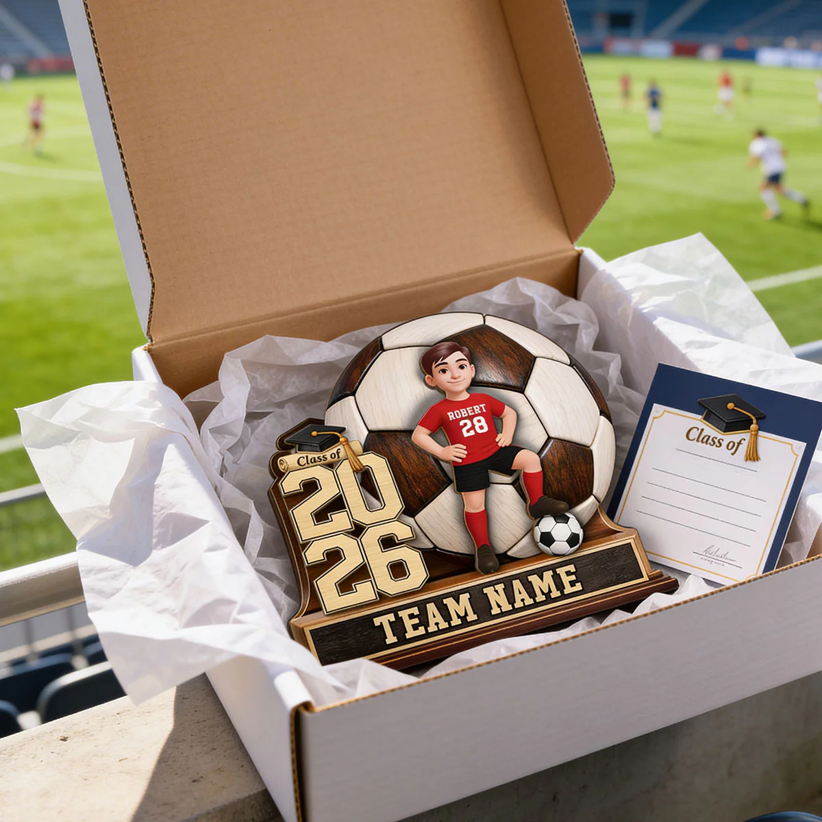 Soccer Senior Keepsake 2D Flat - Personalized 2-Layered Wooden Plaque - Graduation Gift For Son, Daughter - Image 7