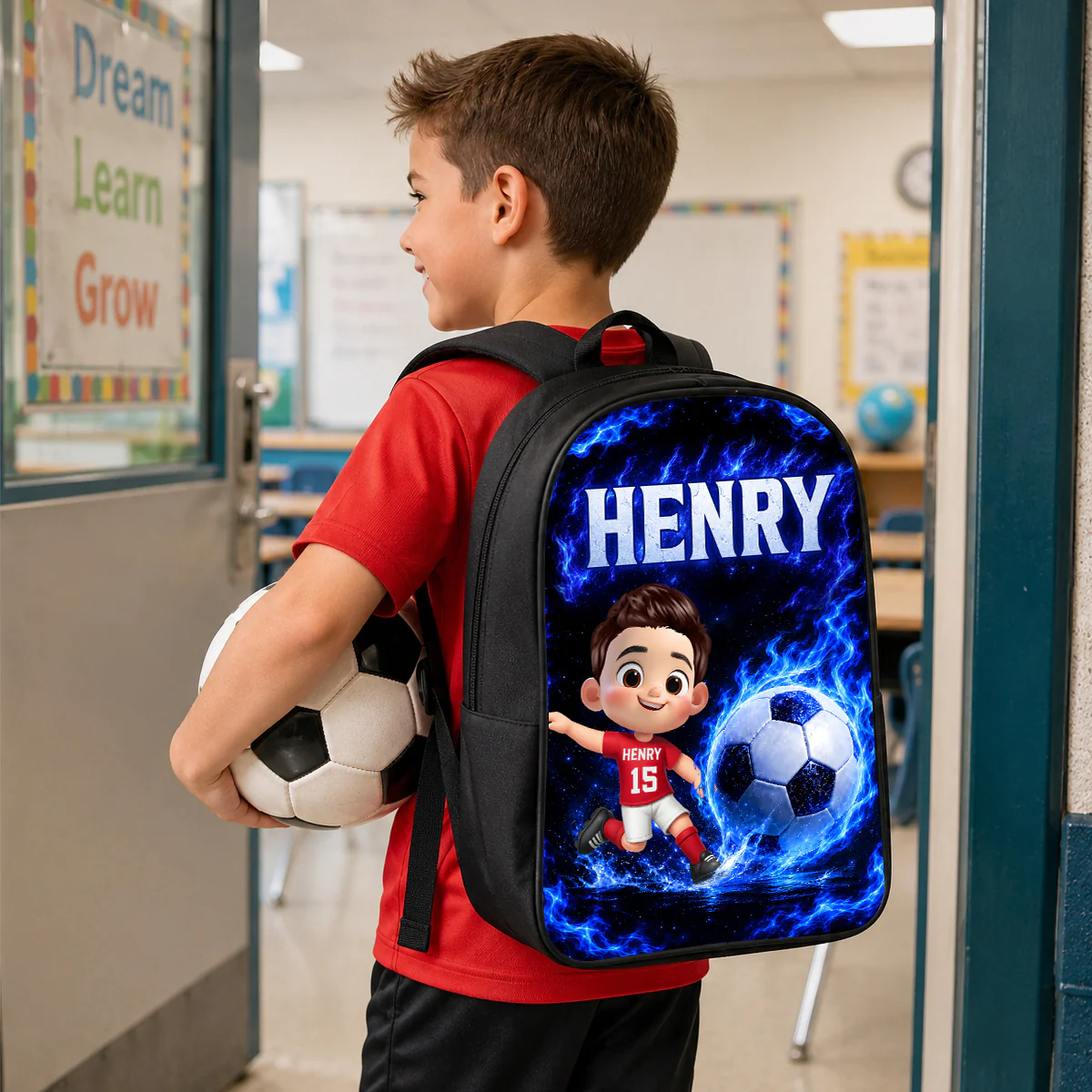 Soccer Trendy Design Backpack for Boys Girls - Personalized Backpack - Back to School Gift for Daughter, Son - Image 4