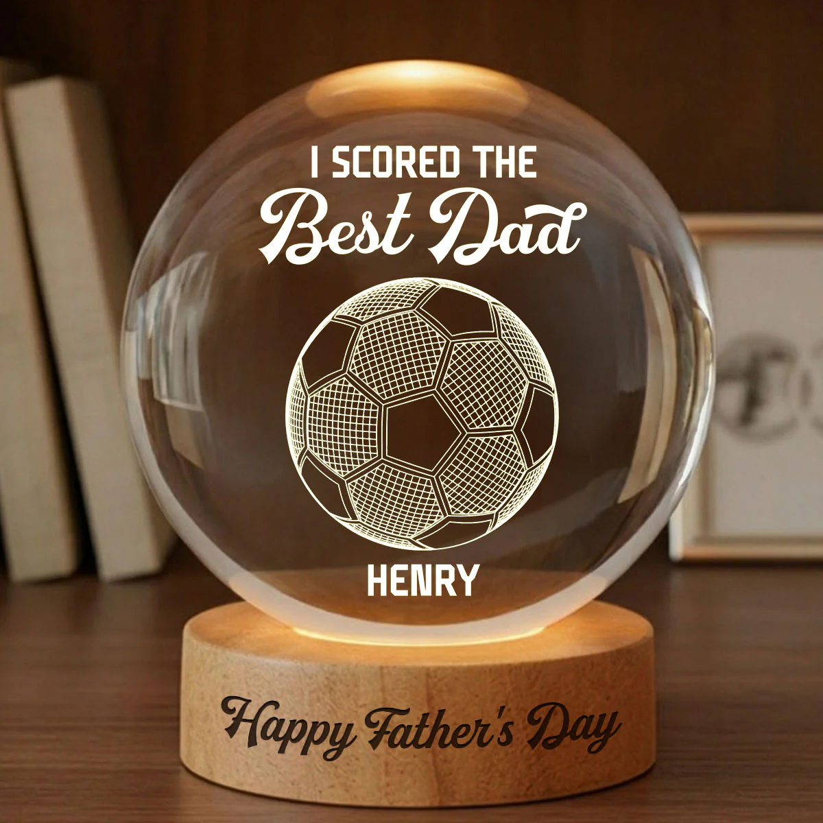 Soccer We Scored The Best Dad Illusion - Personalized Crystal Ball LED Night Light - Gift For Dad - Image 4