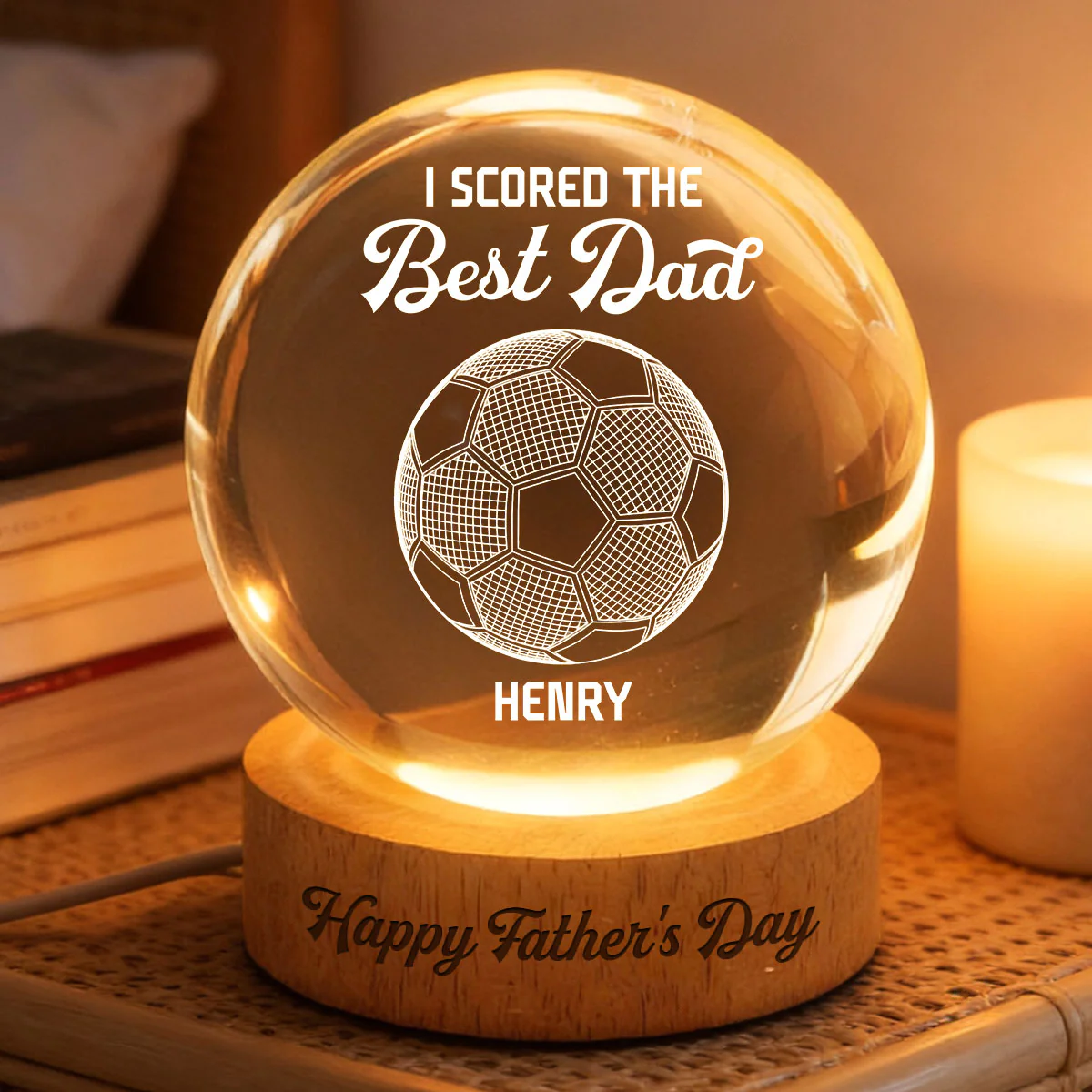 Soccer We Scored The Best Dad Illusion - Personalized Crystal Ball LED Night Light - Gift For Dad - Image 6