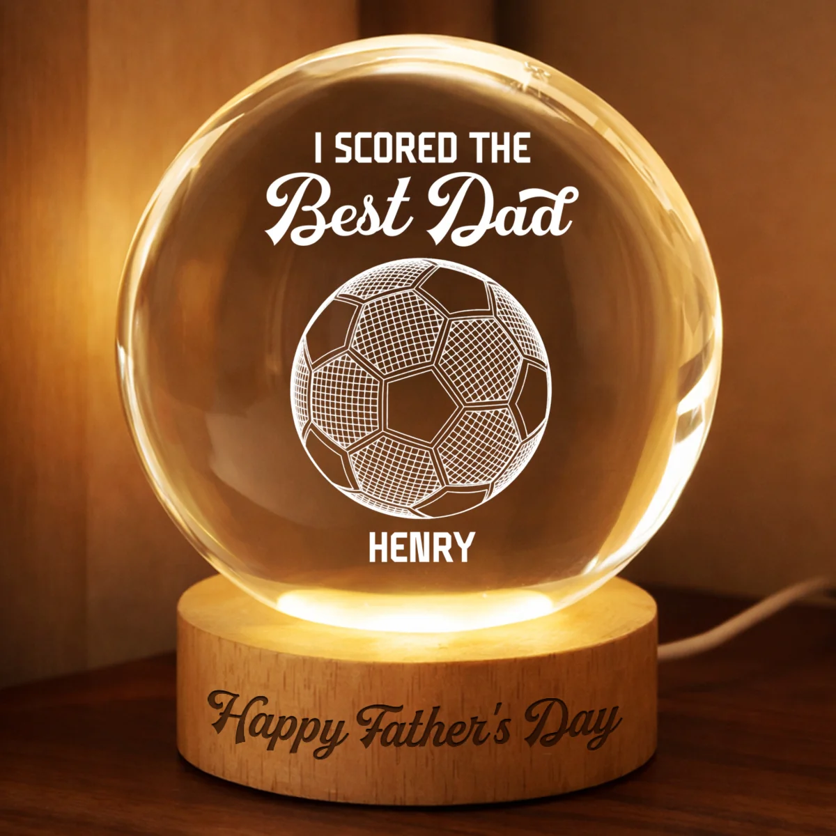 Soccer We Scored The Best Dad Illusion - Personalized Crystal Ball LED Night Light - Gift For Dad - Image 9
