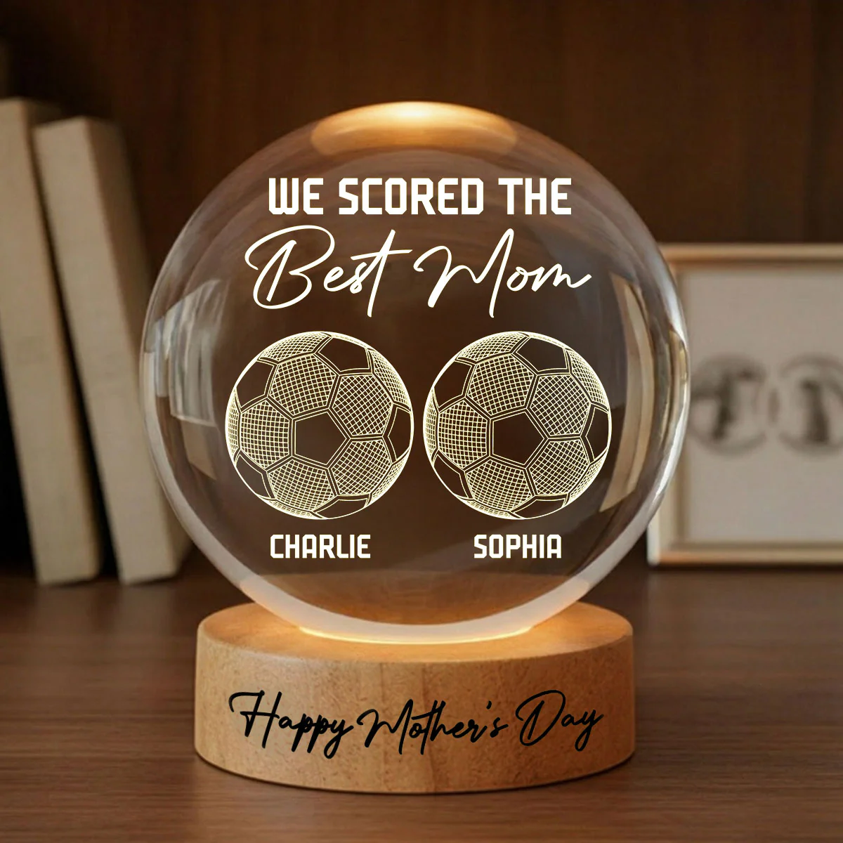 Soccer We Scored The Best Mom Illusion - Personalized Crystal Ball LED Night Light - Mother's Day Gift For Mom, Wife - Image 3