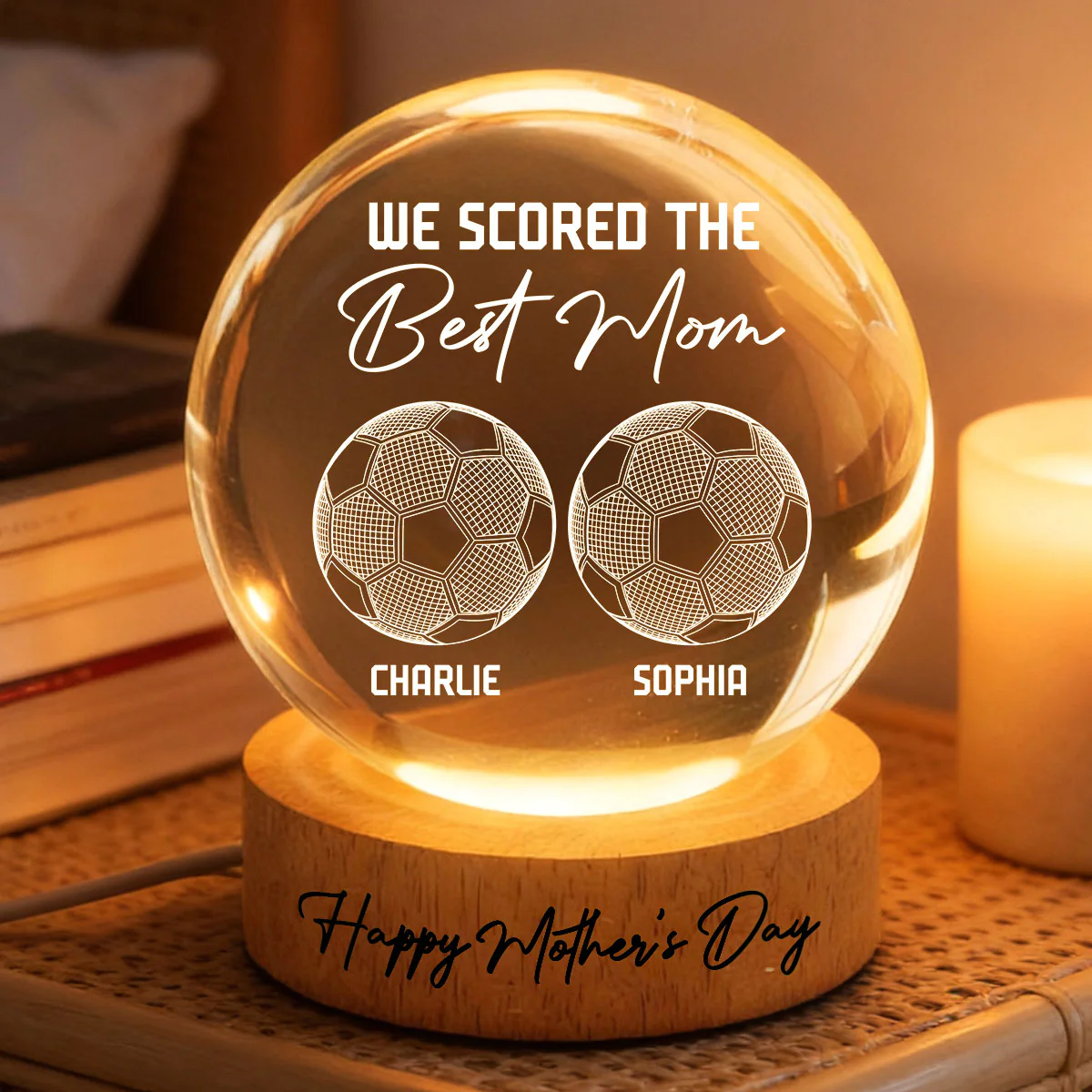 Soccer We Scored The Best Mom Illusion - Personalized Crystal Ball LED Night Light - Mother's Day Gift For Mom, Wife - Image 4