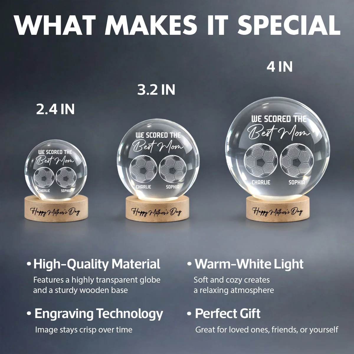 Soccer We Scored The Best Mom Illusion - Personalized Crystal Ball LED Night Light - Mother's Day Gift For Mom, Wife - Image 7