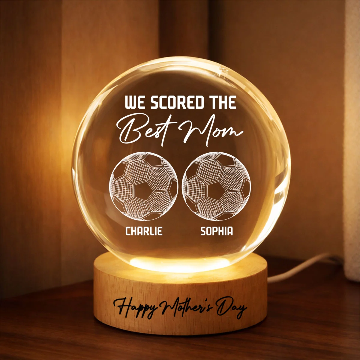 Soccer We Scored The Best Mom Illusion - Personalized Crystal Ball LED Night Light - Mother's Day Gift For Mom, Wife - Image 8