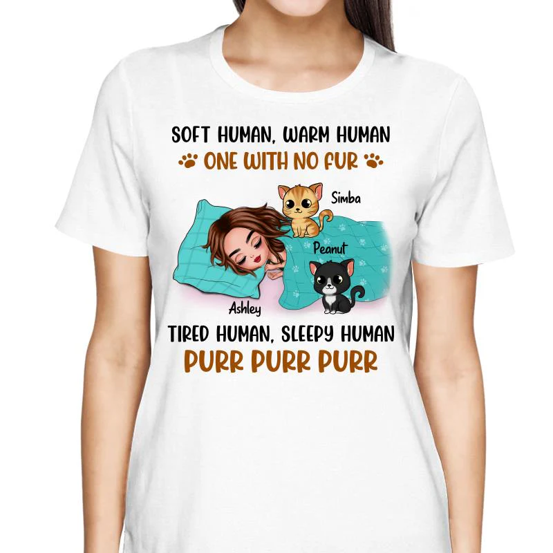 Soft Human Warm Human Cat Mom Personalized Shirt - Image 2