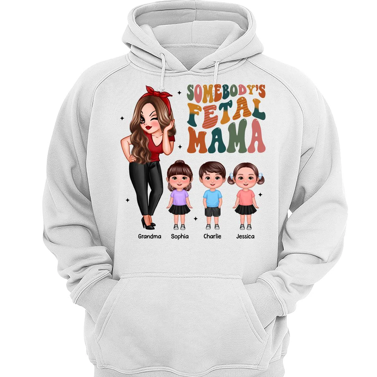 Somebody‘s Feral Aunt Mom Grandma Pretty Woman & Kids Personalized Shirt - Image 3