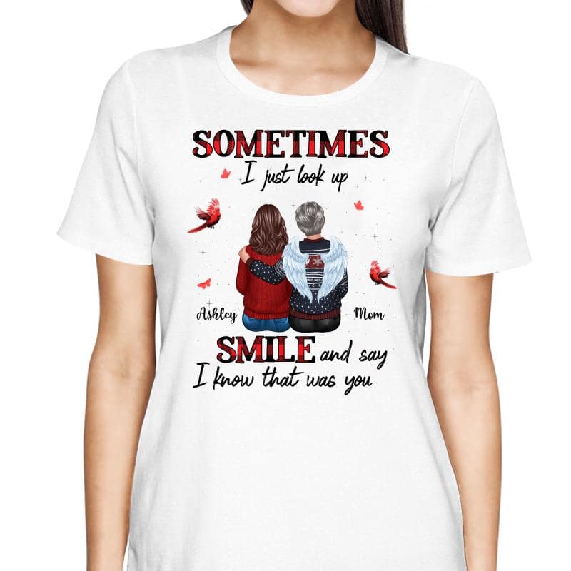 Sometimes I Just Look Up Family Sitting Memorial Cardinal Personalized Shirt - Image 2