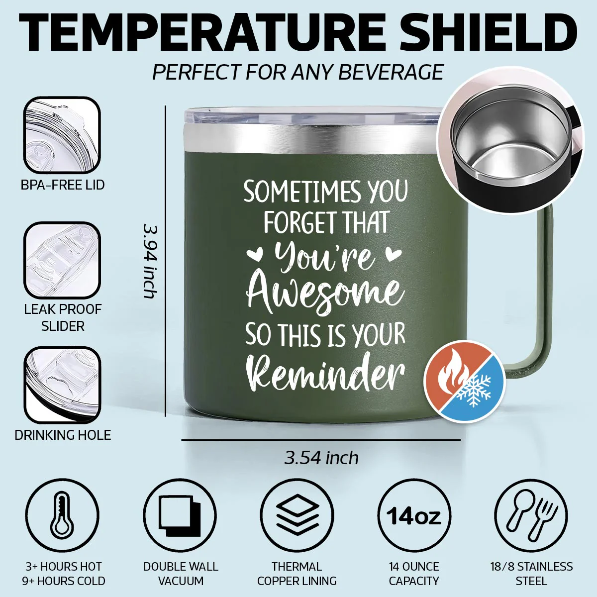 Sometimes You Forget That You're Awesome Best Dad Ever Fist Bumps - Personalized Stainless Steel Tumbler with Handle - Image 9