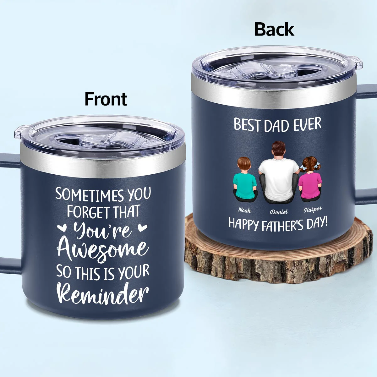 Sometimes You Forget That You're Awesome Best Dad Ever - Personalized Stainless Steel Tumbler with Handle - Image 2
