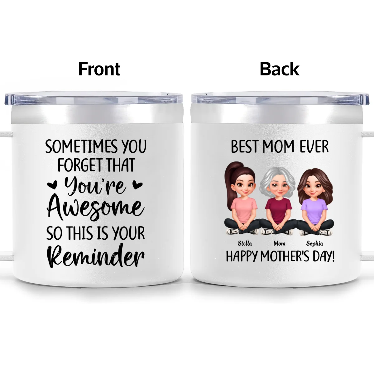 Sometimes You Forget That You're Awesome Mom - Personalized Stainless Steel Tumbler with Handle - Mother's Day Gift For Mom Grandma - Image 14