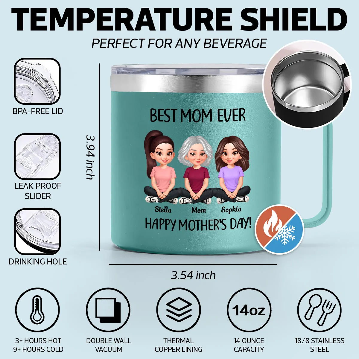 Sometimes You Forget That You're Awesome Mom - Personalized Stainless Steel Tumbler with Handle - Mother's Day Gift For Mom Grandma - Image 6