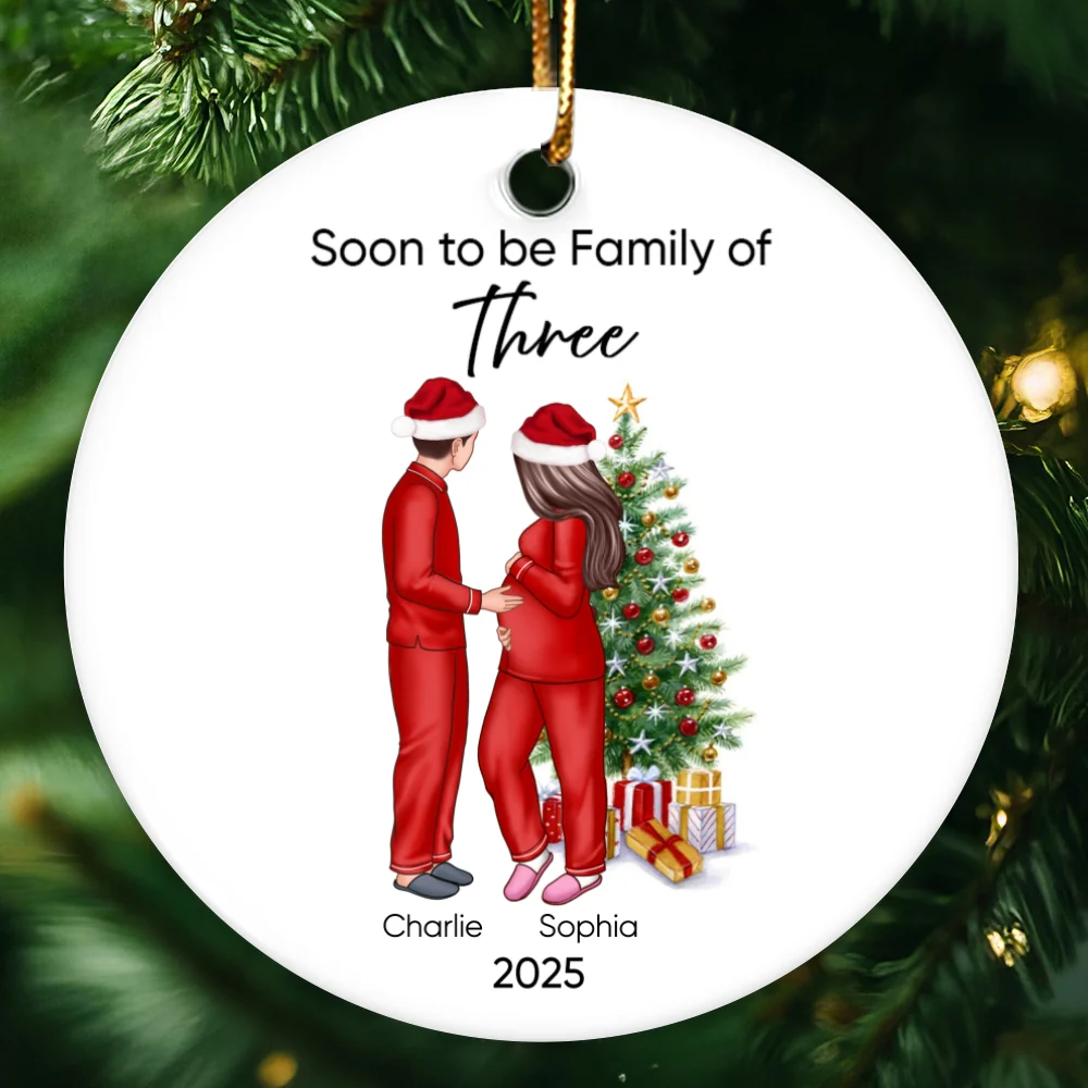 Soon to be Family of 3 Christmas Ornament, Pregnancy Custom Family Ornament, Expecting New Baby Ornament, Mom to be Gift - Image 12