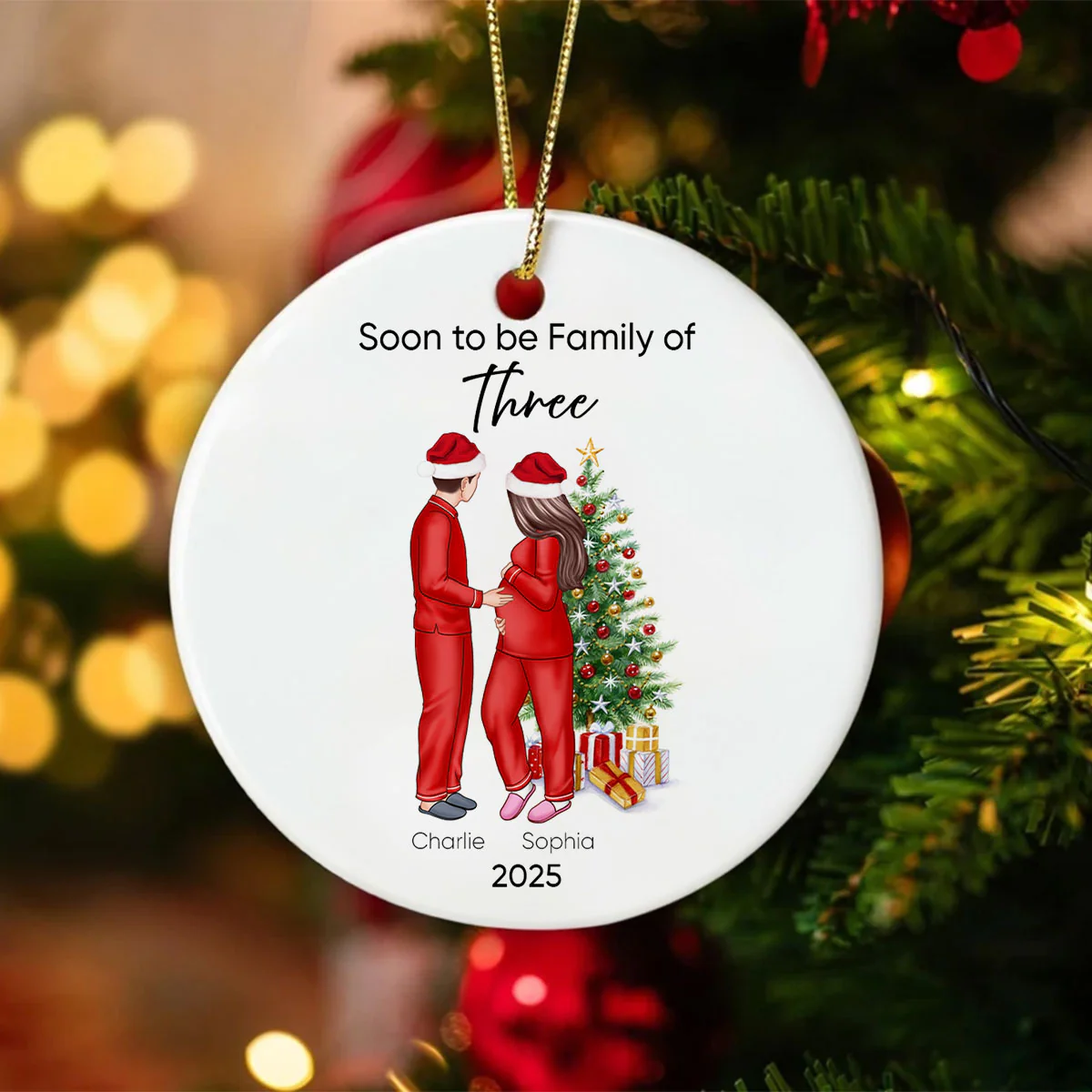 Soon to be Family of 3 Christmas Ornament, Pregnancy Custom Family Ornament, Expecting New Baby Ornament, Mom to be Gift - Image 13