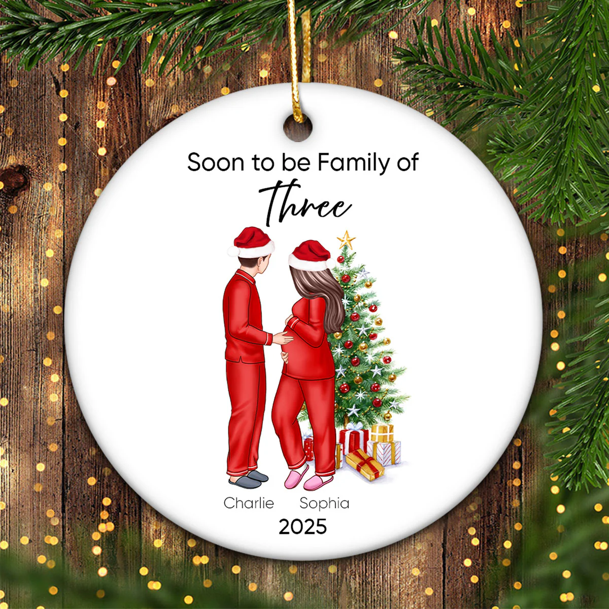 Soon to be Family of 3 Christmas Ornament, Pregnancy Custom Family Ornament, Expecting New Baby Ornament, Mom to be Gift - Image 14