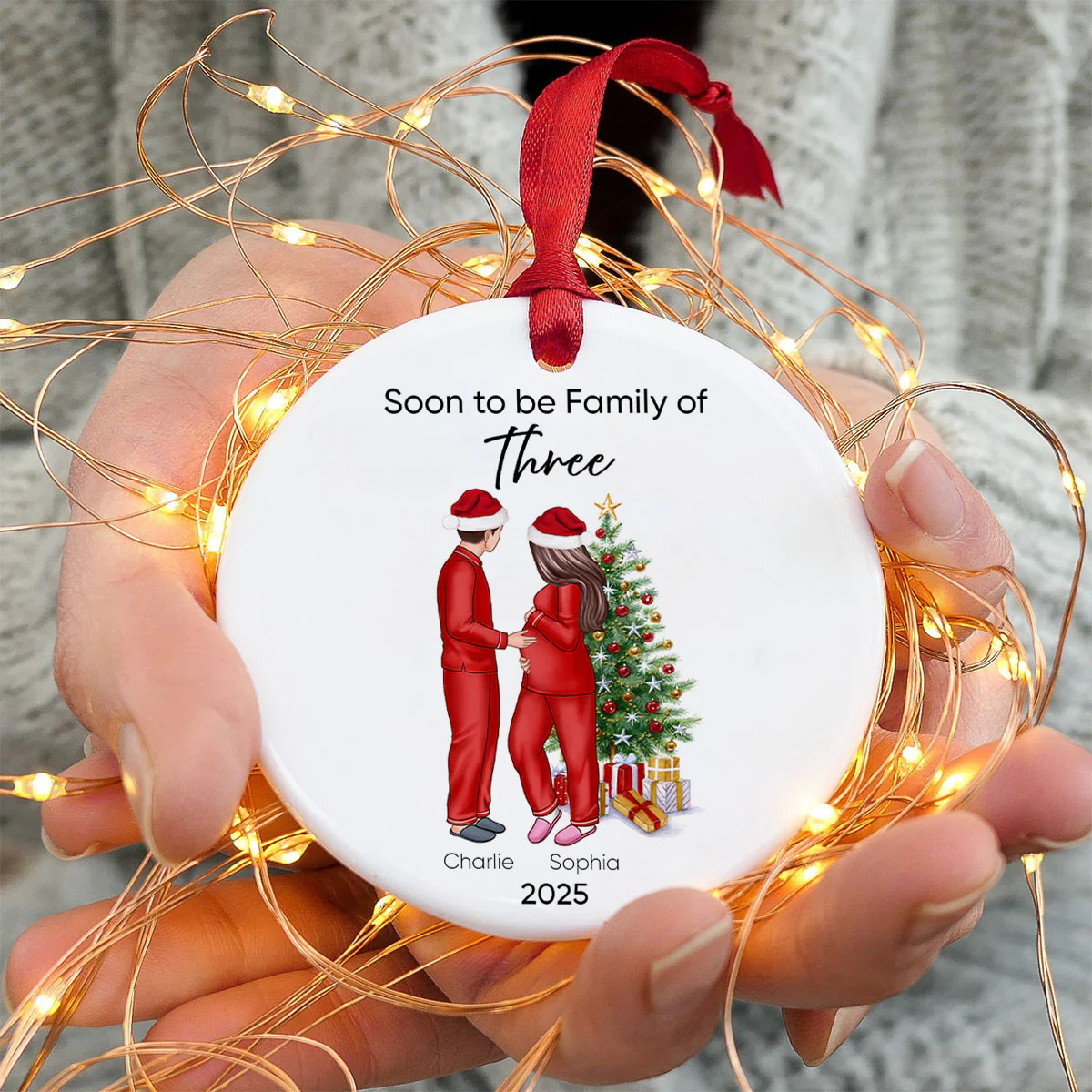 Soon to be Family of 3 Christmas Ornament, Pregnancy Custom Family Ornament, Expecting New Baby Ornament, Mom to be Gift - Image 15