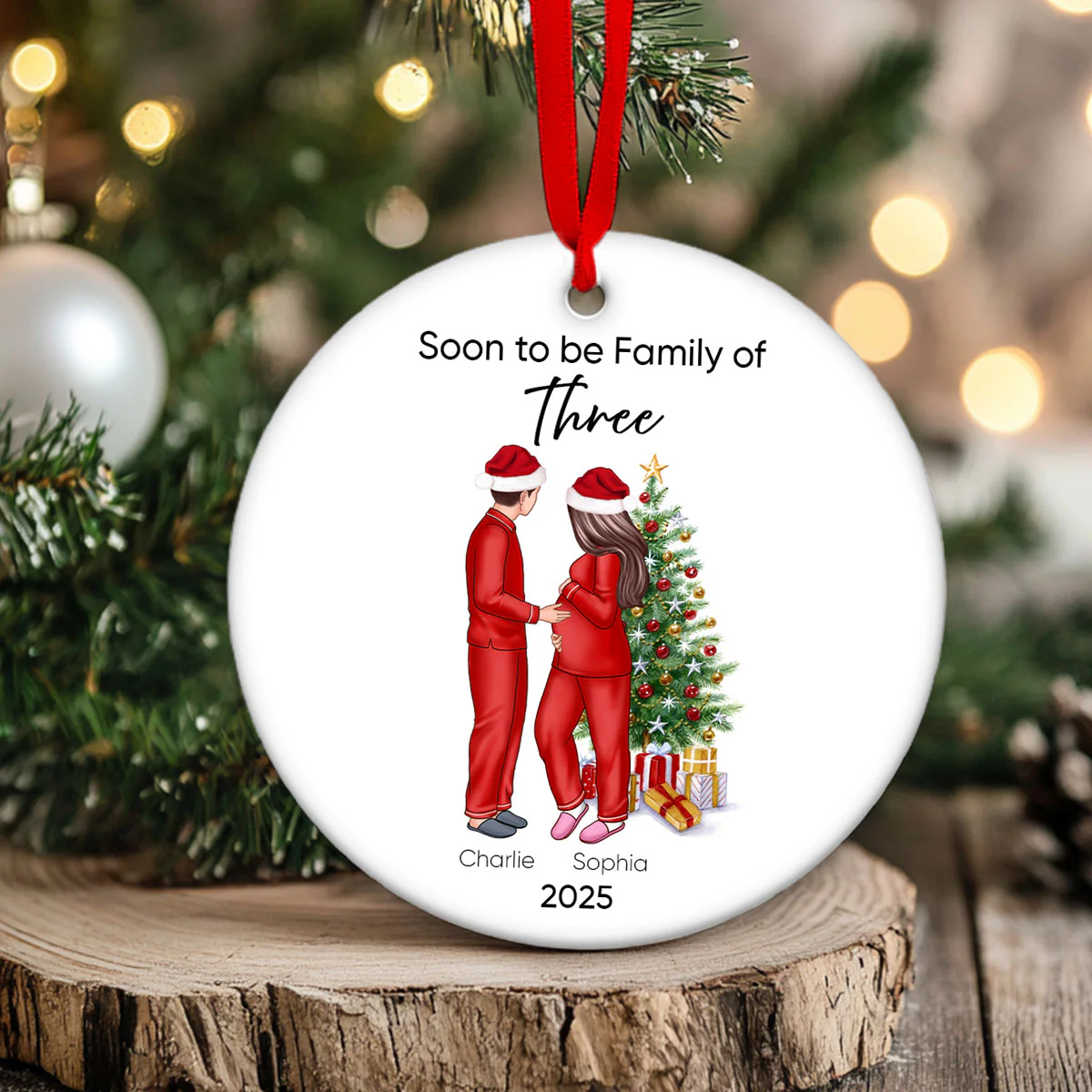 Soon to be Family of 3 Christmas Ornament, Pregnancy Custom Family Ornament, Expecting New Baby Ornament, Mom to be Gift - Image 16