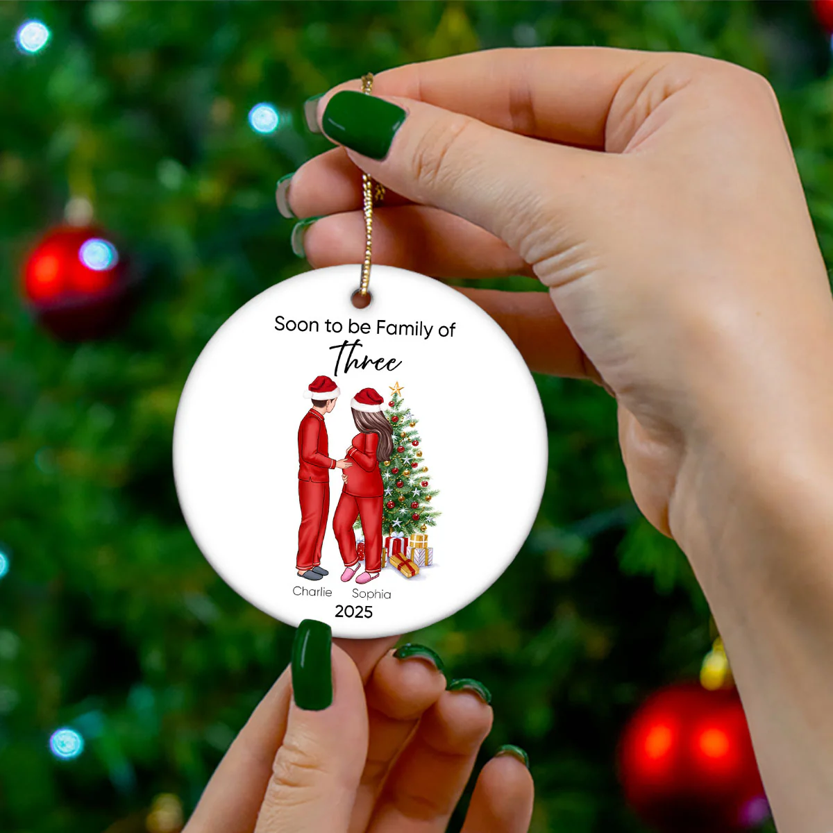 Soon to be Family of 3 Christmas Ornament, Pregnancy Custom Family Ornament, Expecting New Baby Ornament, Mom to be Gift - Image 17
