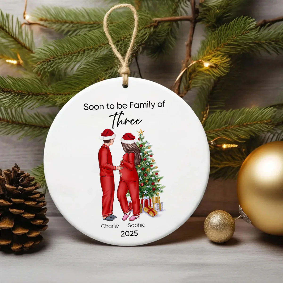 Soon to be Family of 3 Christmas Ornament, Pregnancy Custom Family Ornament, Expecting New Baby Ornament, Mom to be Gift - Image 18