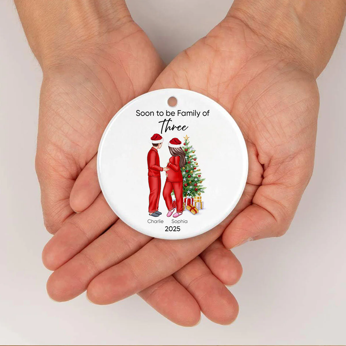 Soon to be Family of 3 Christmas Ornament, Pregnancy Custom Family Ornament, Expecting New Baby Ornament, Mom to be Gift - Image 19