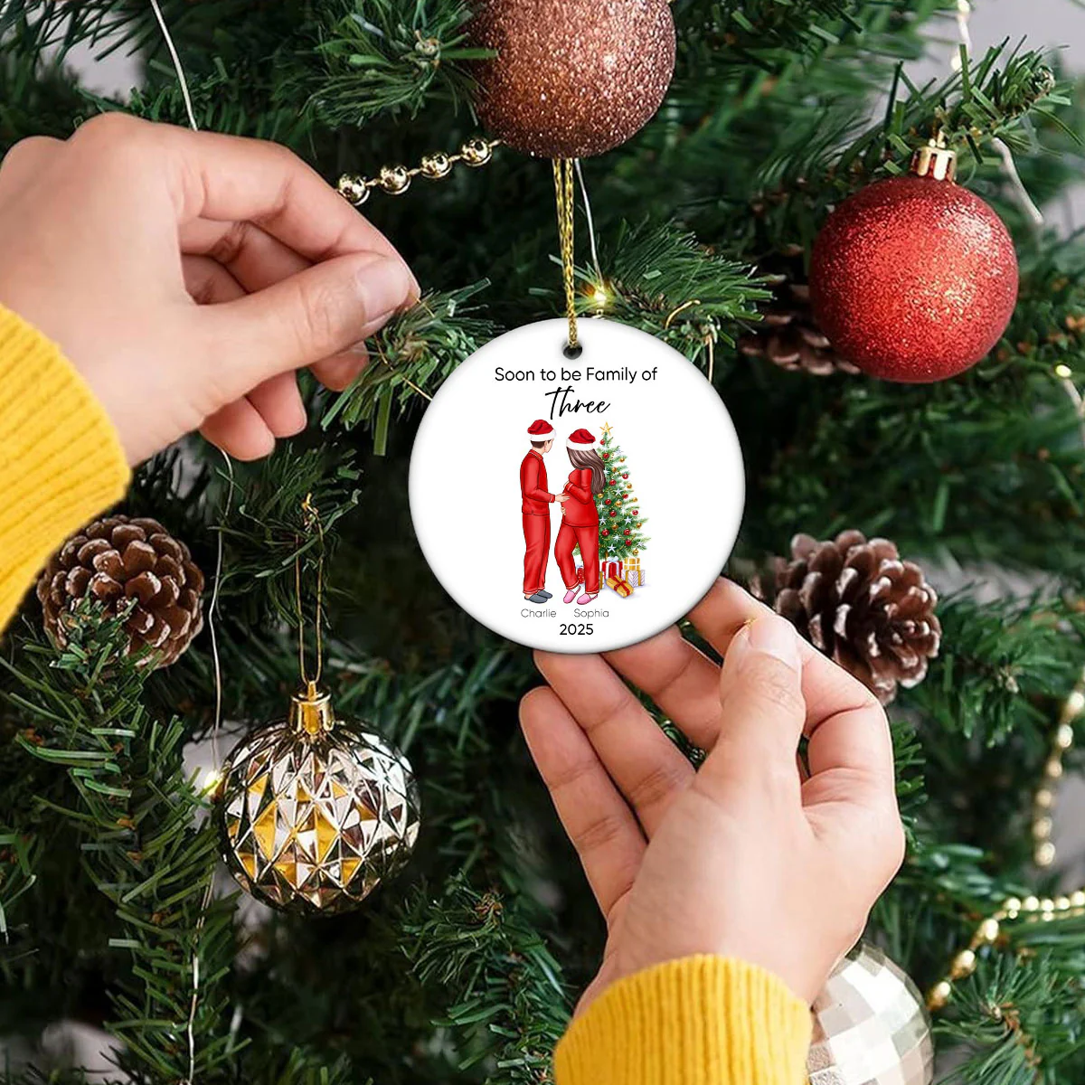 Soon to be Family of 3 Christmas Ornament, Pregnancy Custom Family Ornament, Expecting New Baby Ornament, Mom to be Gift - Image 20