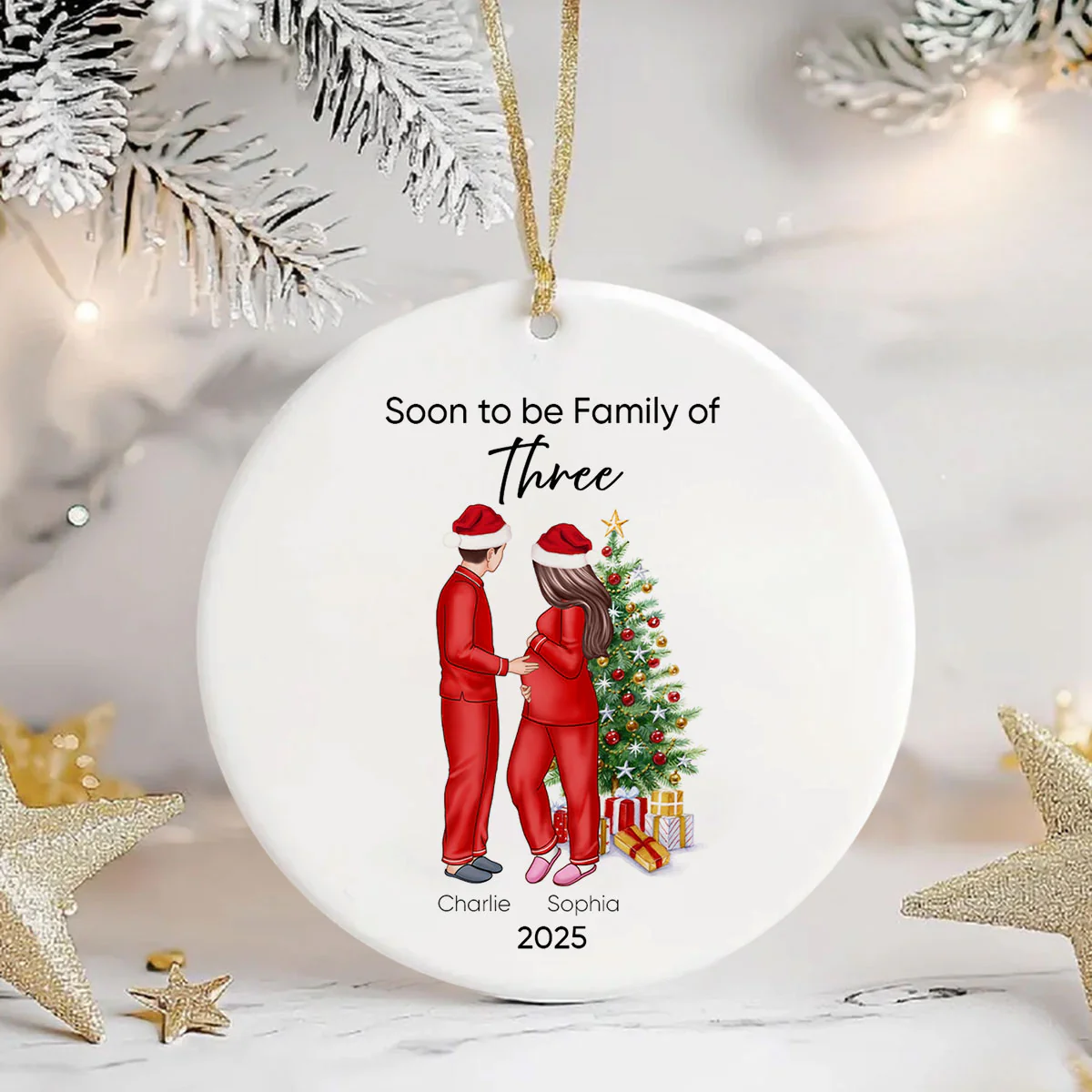 Soon to be Family of 3 Christmas Ornament, Pregnancy Custom Family Ornament, Expecting New Baby Ornament, Mom to be Gift - Image 21
