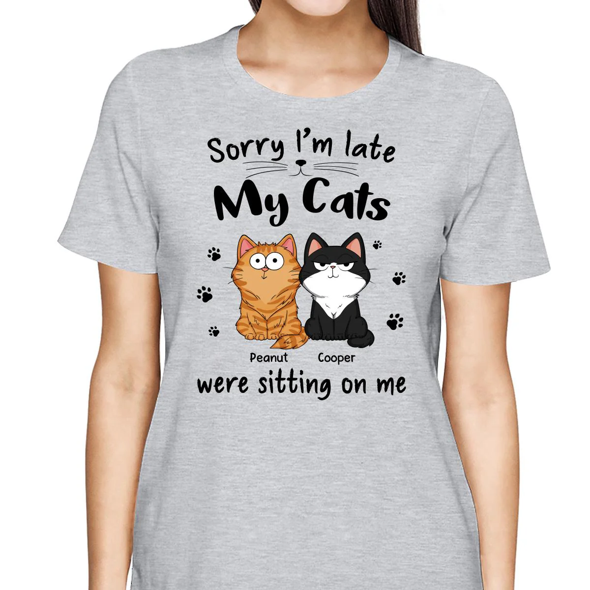 Sorry I‘m Late My Cats Were Sitting On Me Funny Cats Expression Personalized Shirt - Image 2
