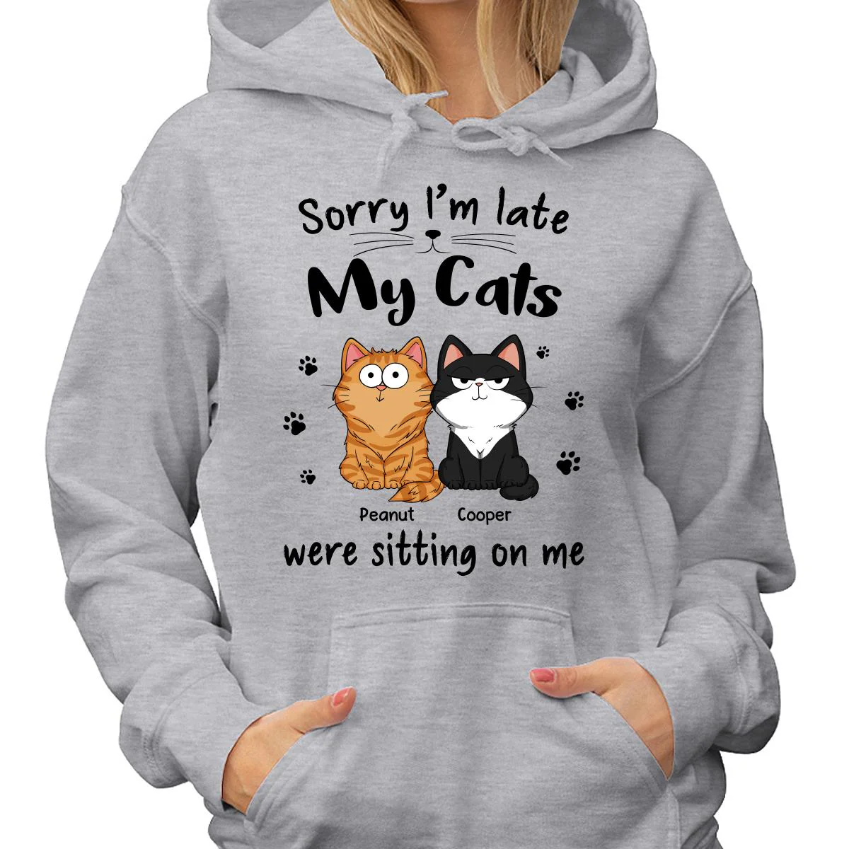 Sorry I‘m Late My Cats Were Sitting On Me Funny Cats Expression Personalized Shirt - Image 4