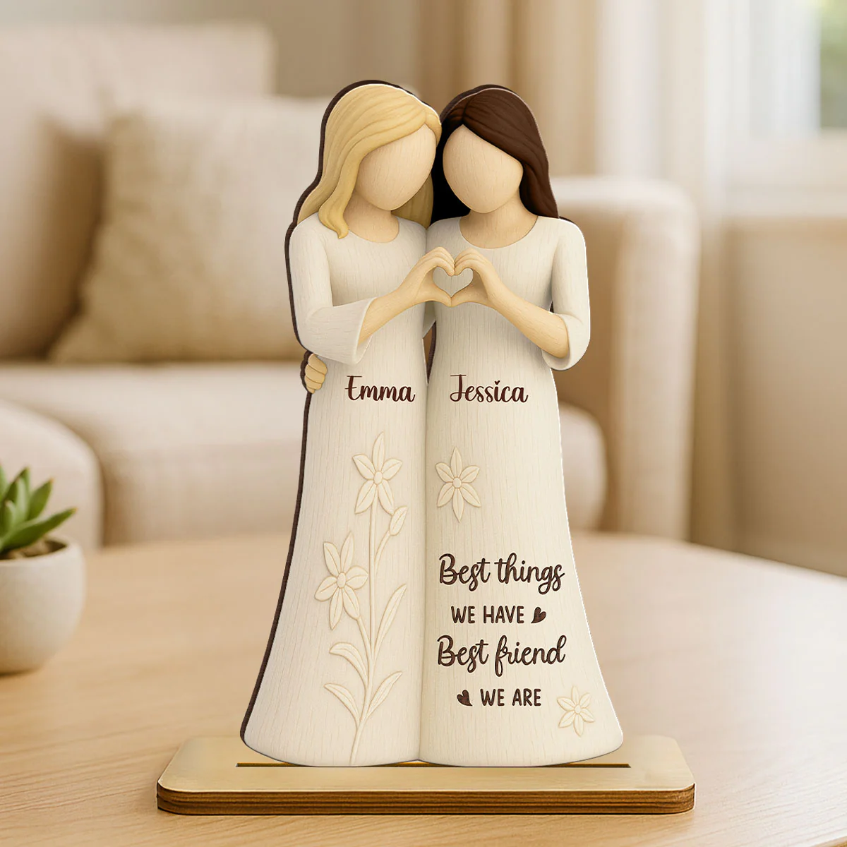 Soul Sister Friendship 3D Effect Personalized Standing Wooden Plaque, Gifts for Best Friend, Bestie Birthday Gift - Image 4