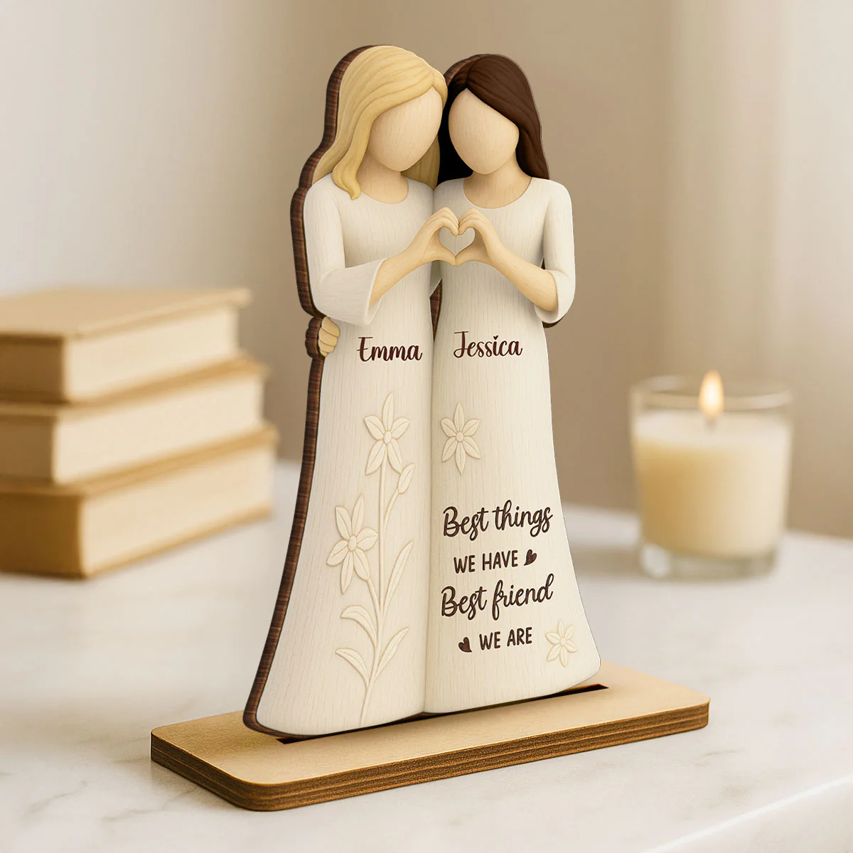 Soul Sister Friendship 3D Effect Personalized Standing Wooden Plaque, Gifts for Best Friend, Bestie Birthday Gift - Image 6