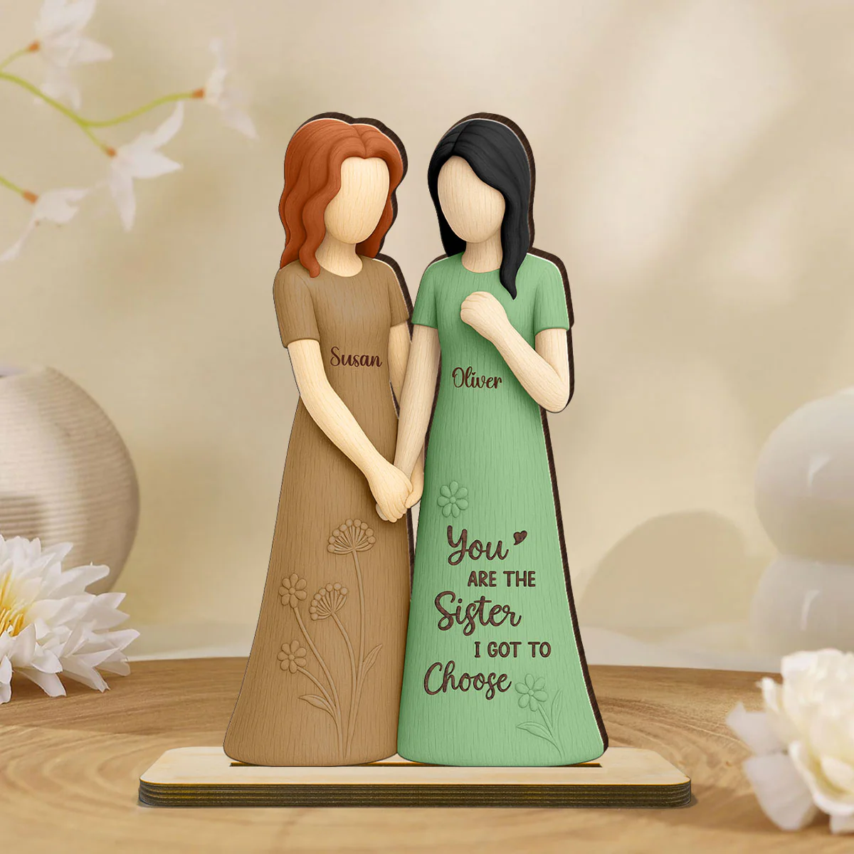 Soul Sister Friendship 3D Effect Personalized Standing Wooden Plaque, Gifts for Best Friend, Bestie Birthday Gift - Image 7
