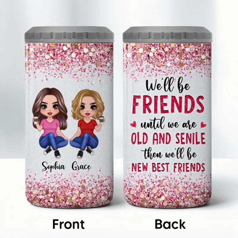 Sparkling Doll Besties Gift For Best Friends Personalized 4 In 1 Can Cooler - Image 8