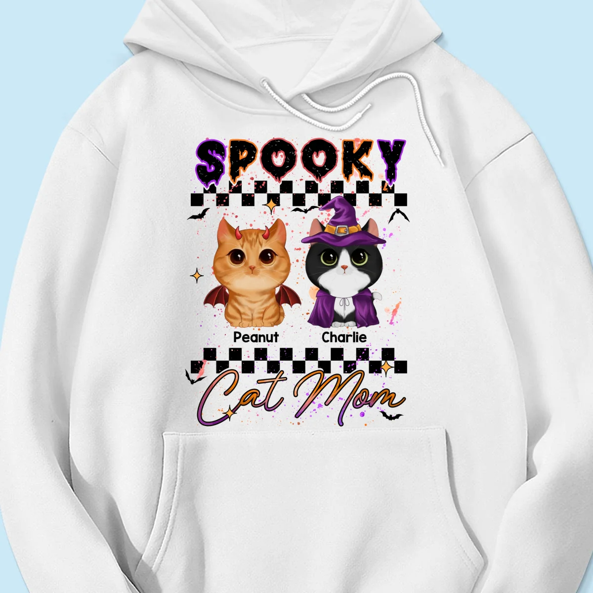 Spooky Cat Mom Halloween Watercolor Cute Cats Personalized Shirt - Image 15