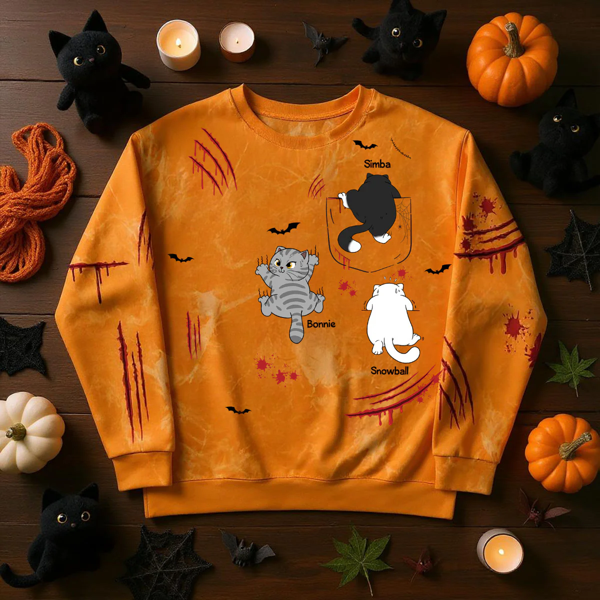 Spooky Cats Crawling Personalized Sweatshirt, Halloween Costume For Cat Lover - Image 8