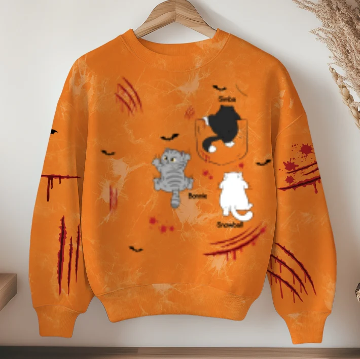 Spooky Cats Crawling Personalized Sweatshirt, Halloween Costume For Cat Lover - Image 9
