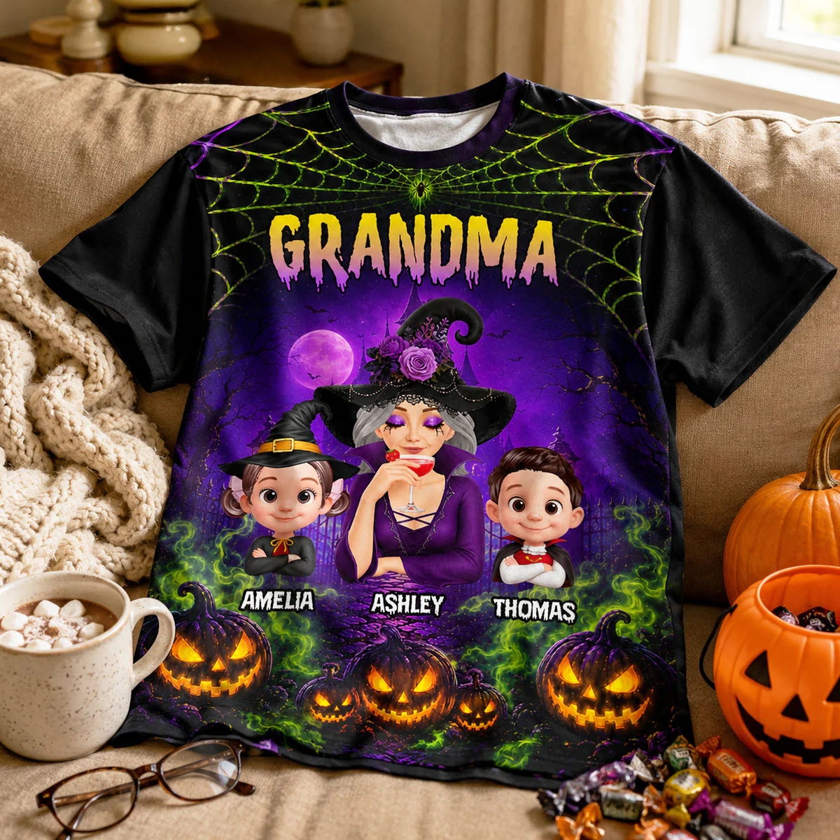Spooky Grandma Grandkids - Personalized Shirt - Halloween Gift For Grandma - Image 3