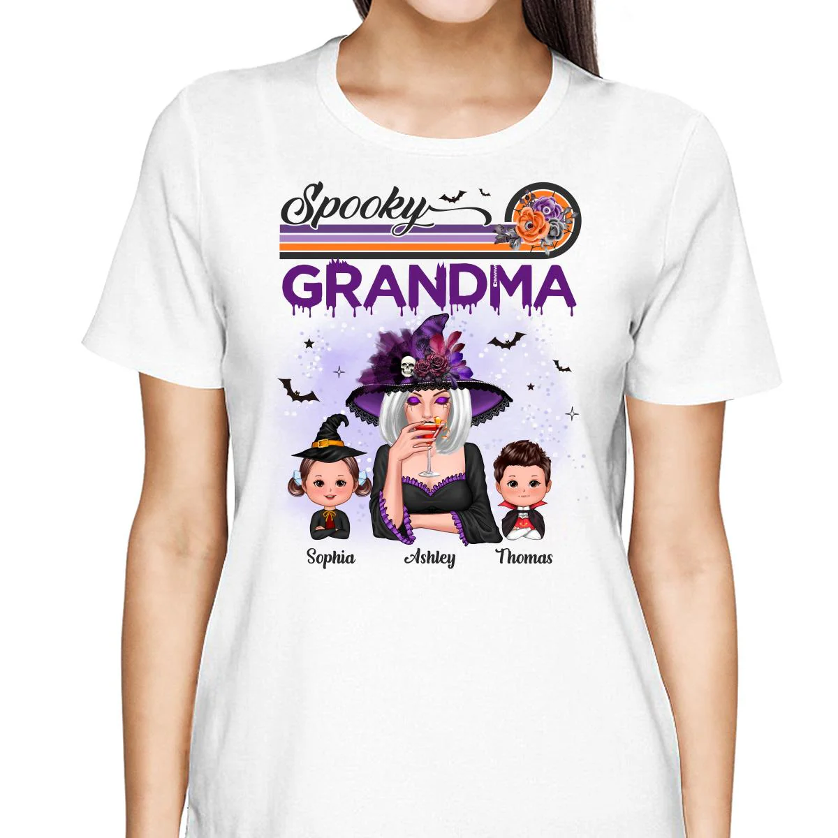 Spooky Grandma Mom Halloween Retro Personalized Shirt - Image 2