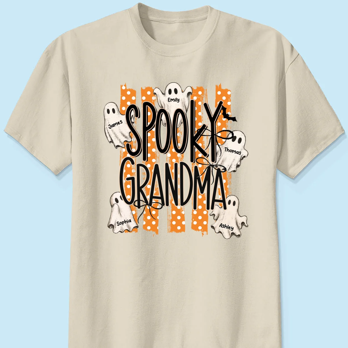 Spooky Grandma Striped Halloween Ghosts - Personalized Shirt - Image 11