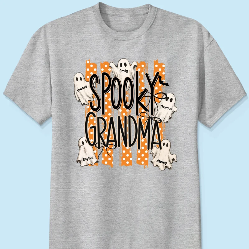 Spooky Grandma Striped Halloween Ghosts - Personalized Shirt - Image 13