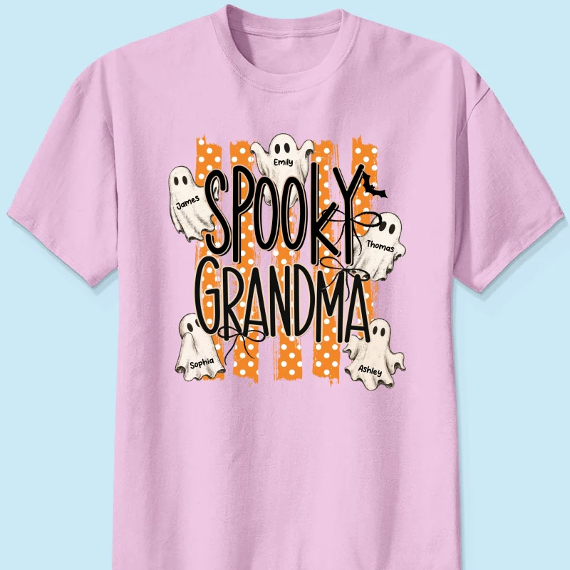 Spooky Grandma Striped Halloween Ghosts - Personalized Shirt - Image 14