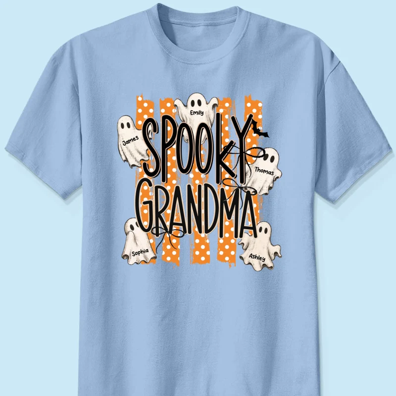 Spooky Grandma Striped Halloween Ghosts - Personalized Shirt - Image 15