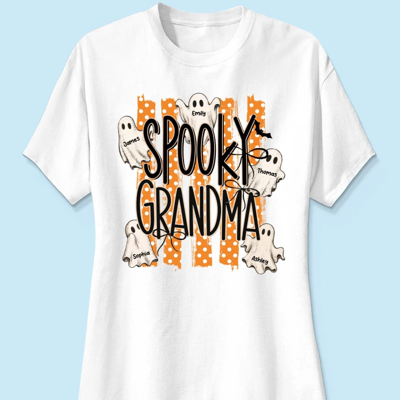 Spooky Grandma Striped Halloween Ghosts - Personalized Shirt - Image 16