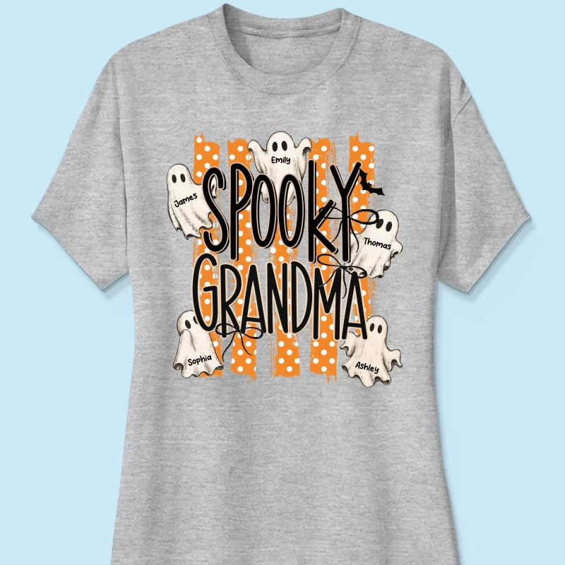 Spooky Grandma Striped Halloween Ghosts - Personalized Shirt - Image 17