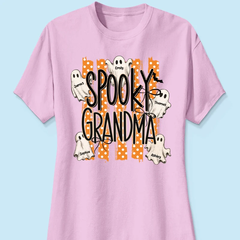 Spooky Grandma Striped Halloween Ghosts - Personalized Shirt - Image 18