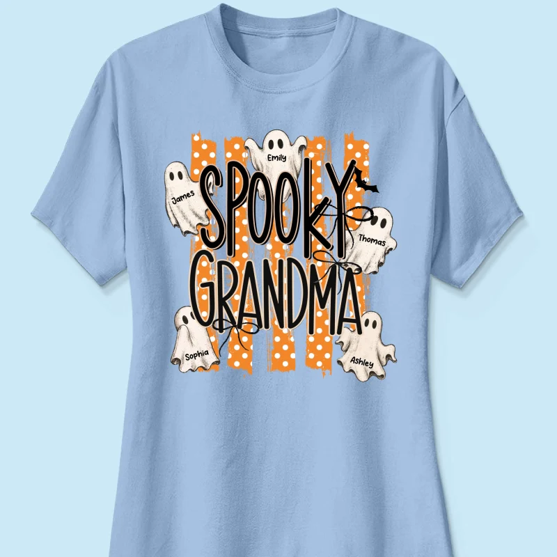 Spooky Grandma Striped Halloween Ghosts - Personalized Shirt - Image 19