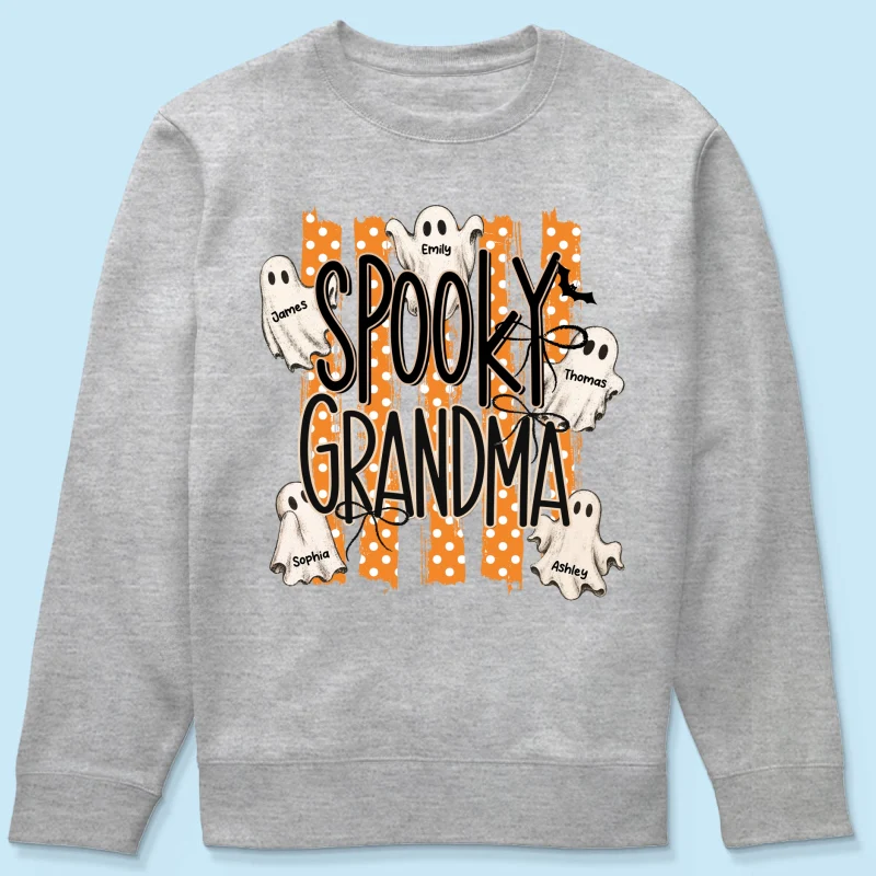 Spooky Grandma Striped Halloween Ghosts - Personalized Shirt - Image 21